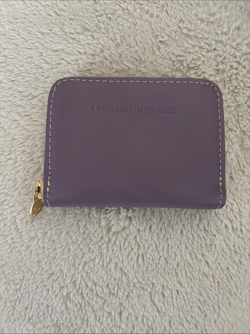 Portland Leather Lavender Zip Around Wallet with Gold Hardware